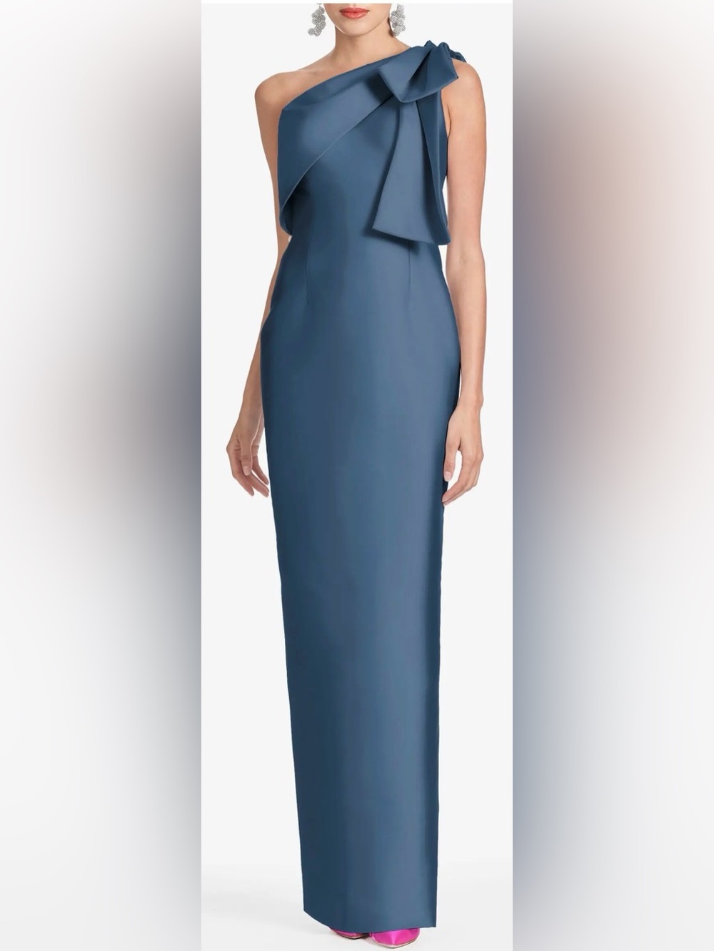 NEW Sachin & Babi Bonnie Satin One-Shoulder midnight sky blue Gown Sz 2